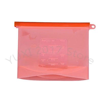 Auslaufsichere, wiederverwendbare Silikon-Aufbewahrungsbeutel für Lebensmittel