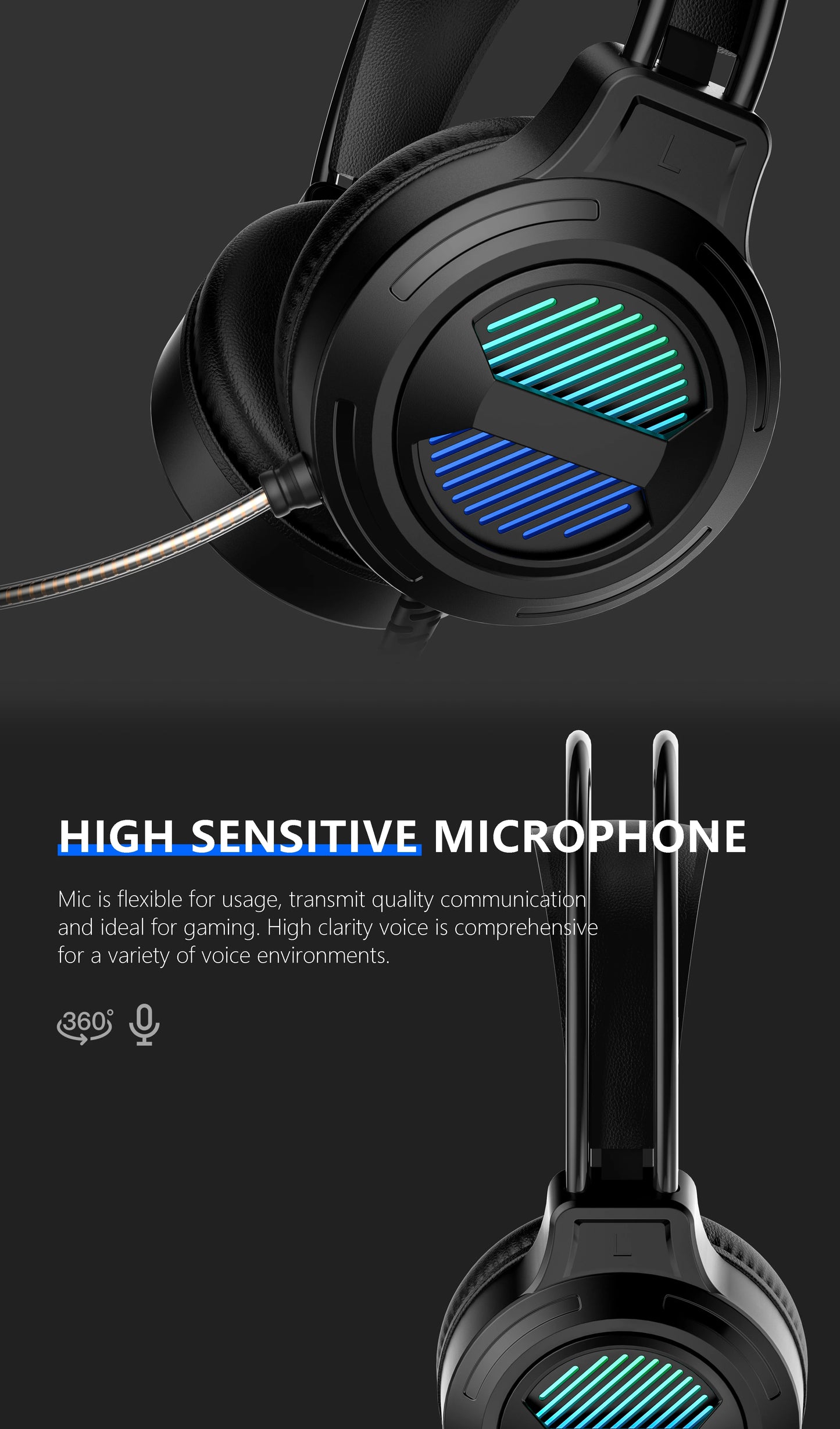 Wired Bluetooth RGB lighting USB Gaming Headphones