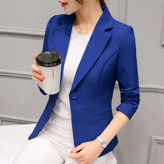 Women's Red Long Sleeve Slim Office Blazer