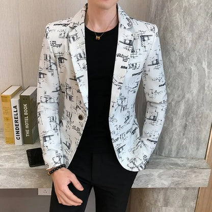 mens printed blazer