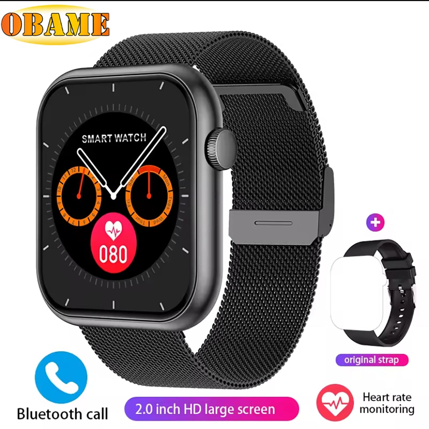 Men's Waterproof Touch Screen Bluetooth call Heart Watches