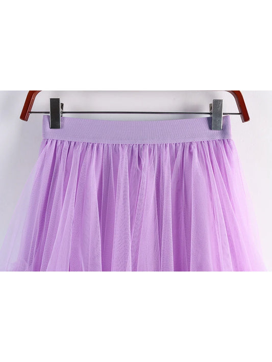 Jupe longue taille haute en tulle tutu violet