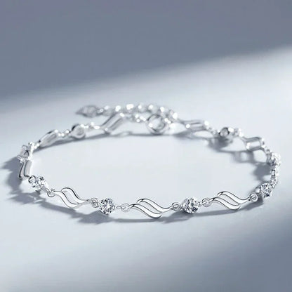 Bracelet rétro en argent sterling 925 en forme de cœur pour femme