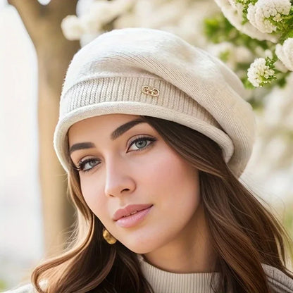 Women's Knit Beret Tweed Winter Caps