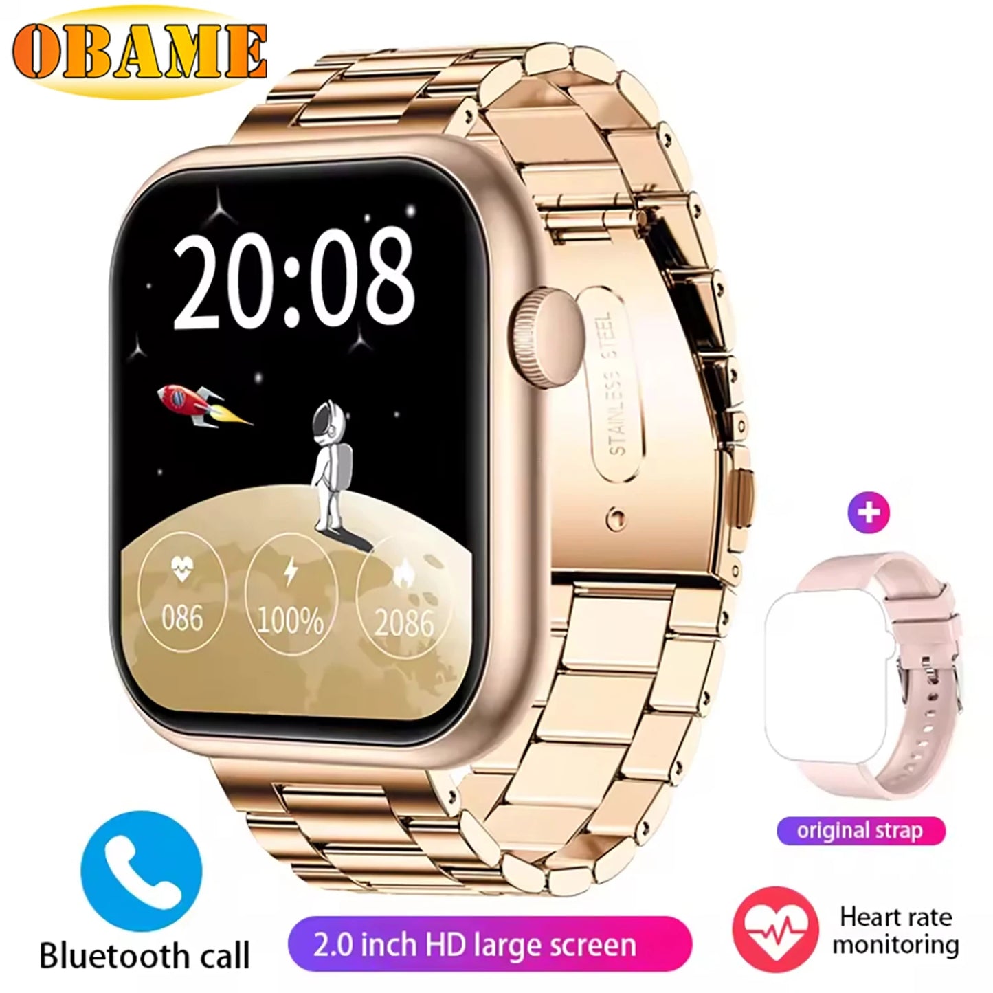 Men's Waterproof Touch Screen Bluetooth call Heart Watches