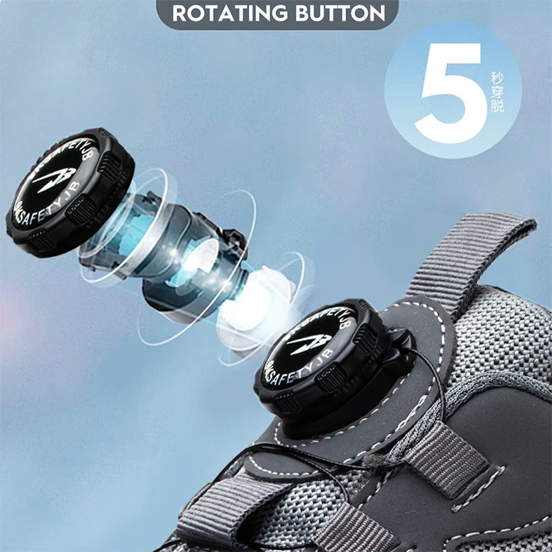 Chaussures de sécurité pour hommes avec bouton rotatif