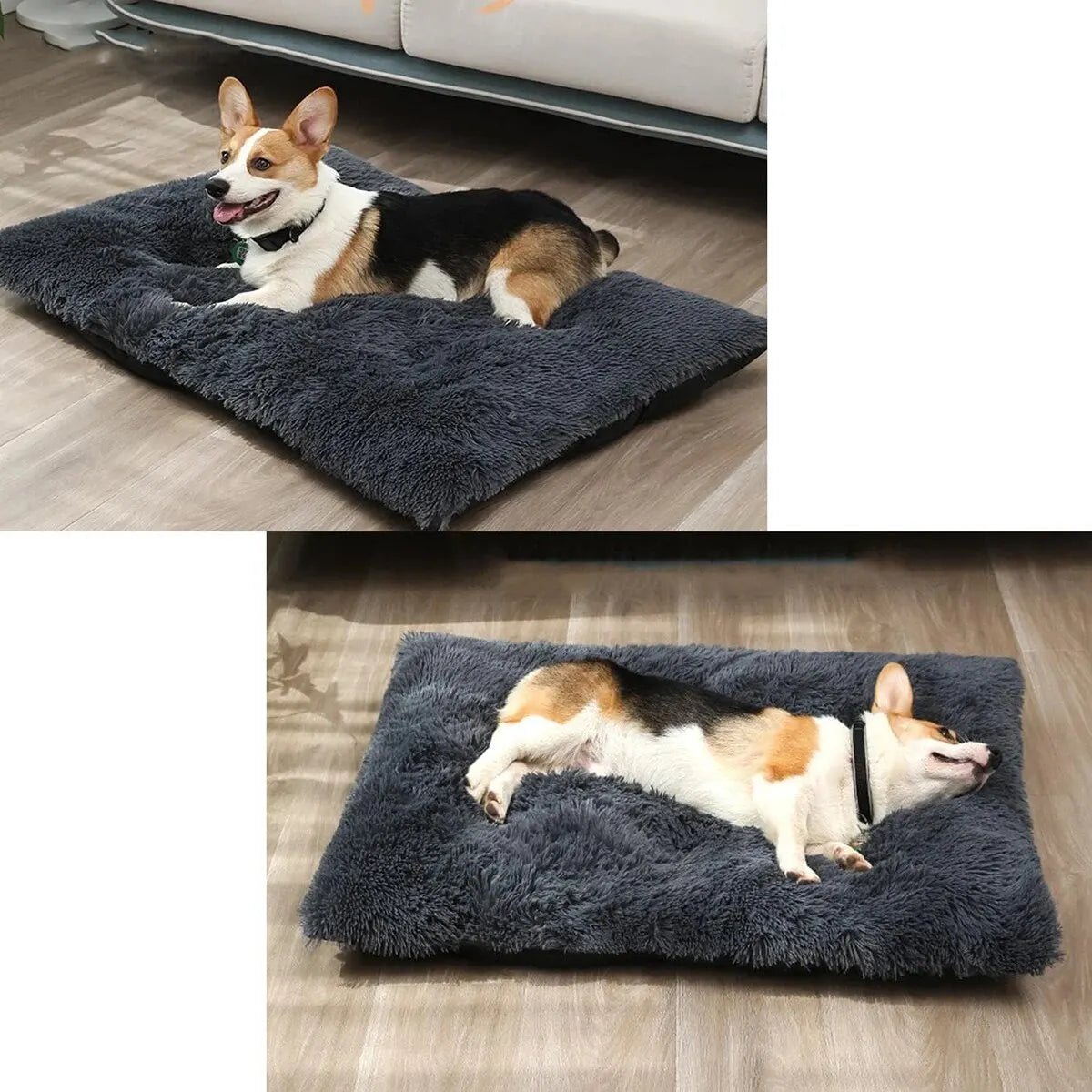 Grand lit pour chien anti-anxiété en peluche lavable