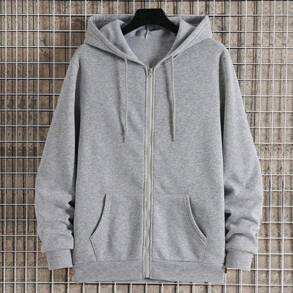 Unisex Solid Color Fleece Zip-Up Hoodie