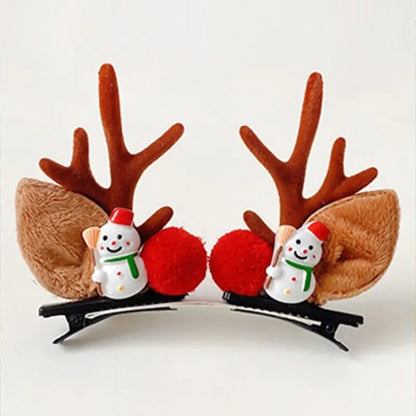 Barrettes à cheveux de Noël en bois de cerf et bois de cerf