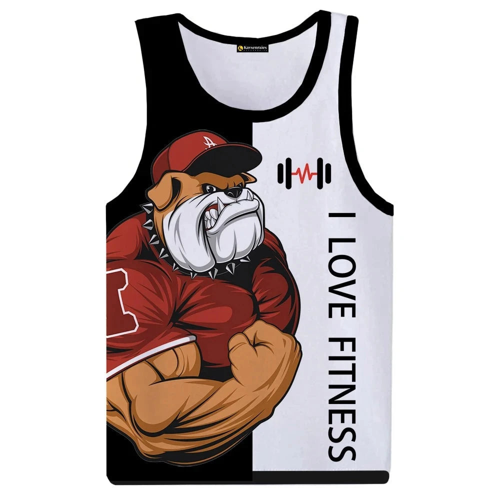 Men 3D Animal Print Sleeveless Tank Top