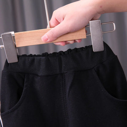 Kid's Spring Autumn Cartoon Print Baseball Coat Pants Suit