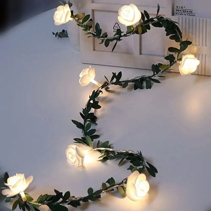 Leuchtende Rosengirlande mit 10/20 LEDs