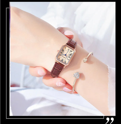 Women's Retro Digital Dial Square Leather Strap Watches