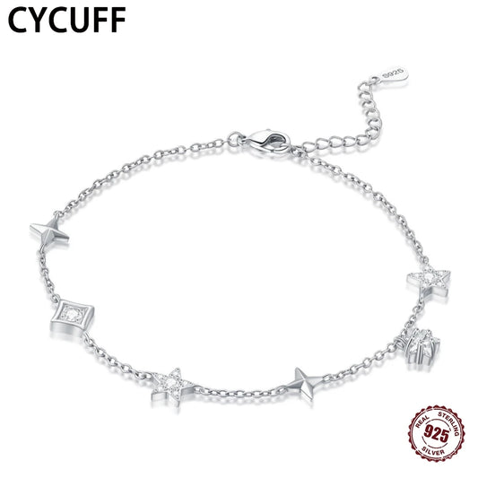 Bracelets de cheville en argent sterling 925 pour femmes