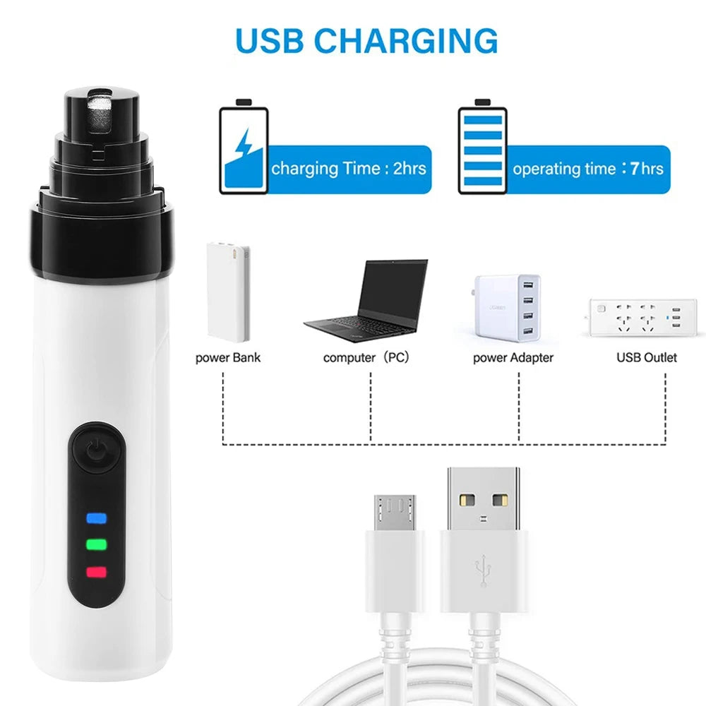 Broyeurs à ongles silencieux et rechargeables par USB pour animaux de compagnie