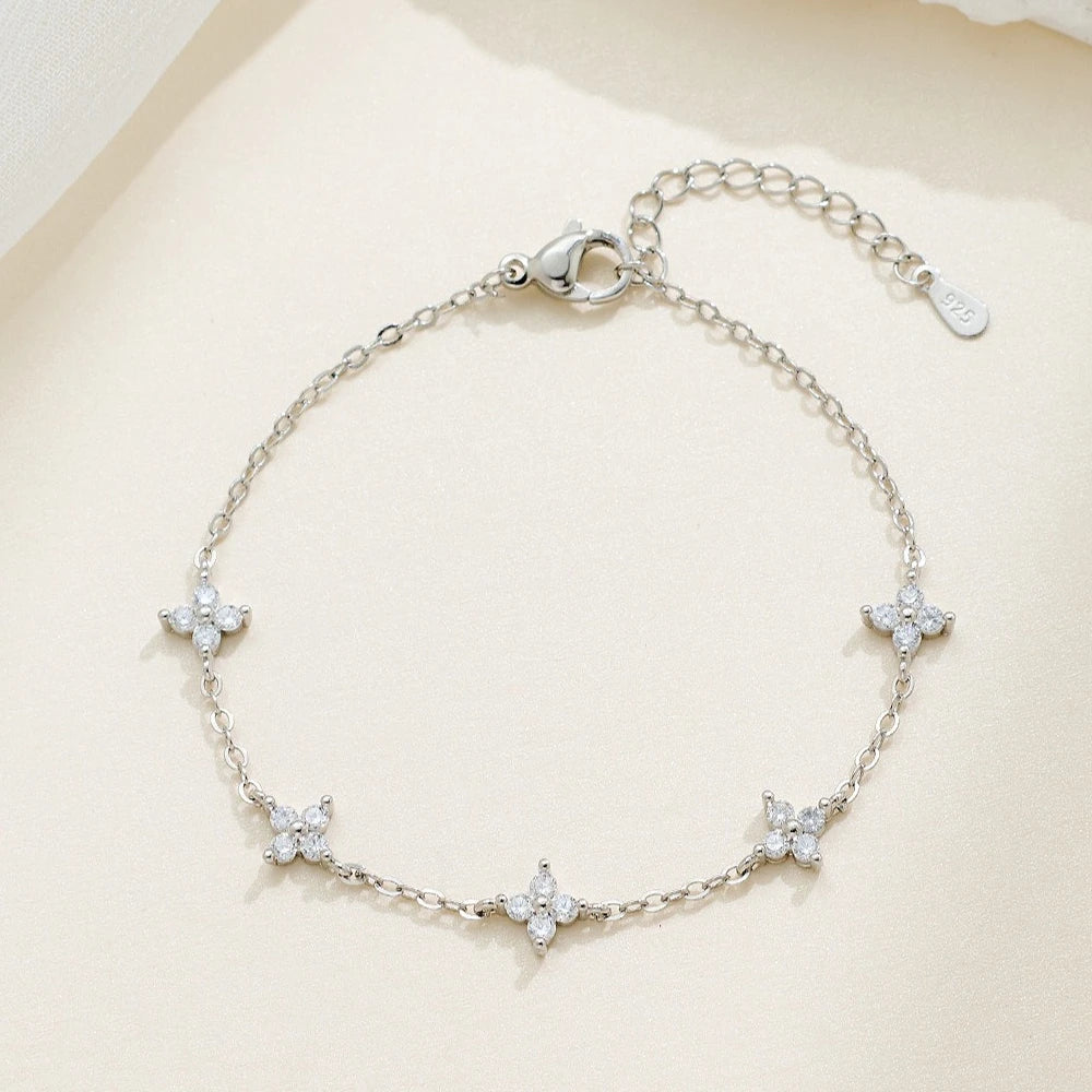 Silver Color Butterfly Zircon Tassel Anklet