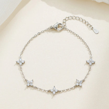 Silver Color Butterfly Zircon Tassel Anklet