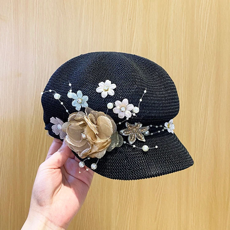 Chapeau à fleurs octogonal de style coréen