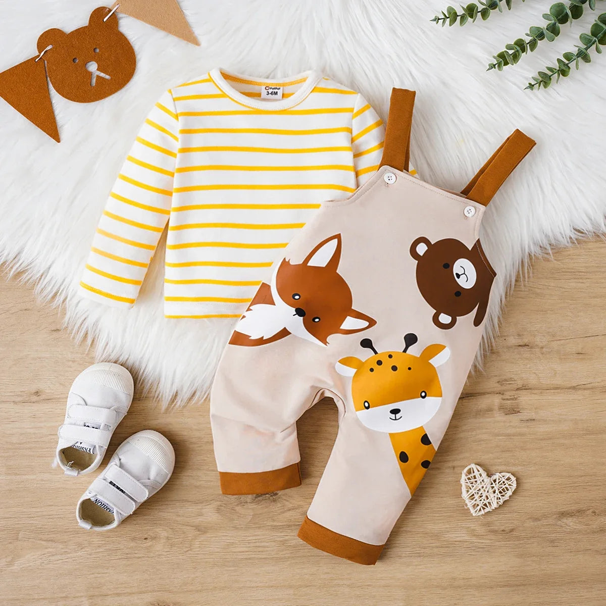 Costume de vêtements pour bébé, haut Simple à rayures jaunes et blanches à manches longues