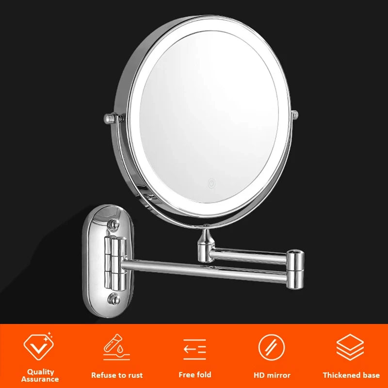 Rechargeable Wall Mounted Lighted Folding Mirror