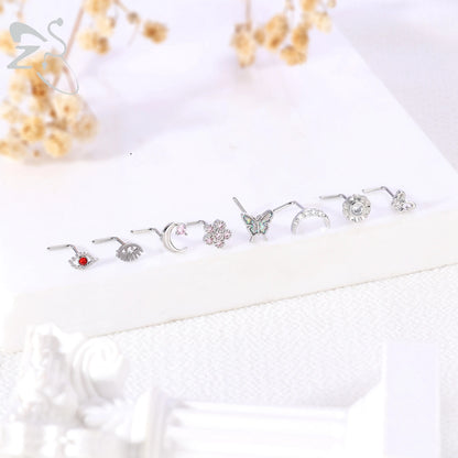 Anneaux de nez pendants en forme d'oeil de papillon pour femmes, 1 pièce