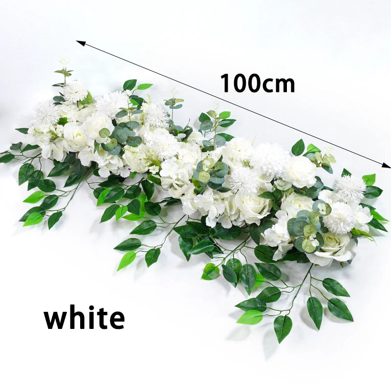 Rangée de fleurs artificielles pour fond de fête de mariage, 100 cm 