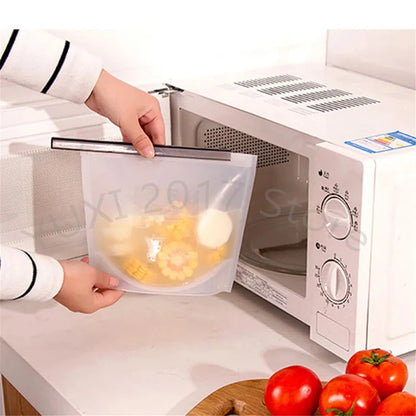 Auslaufsichere, wiederverwendbare Silikon-Aufbewahrungsbeutel für Lebensmittel