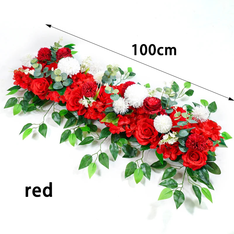 Rangée de fleurs artificielles pour fond de fête de mariage, 100 cm 