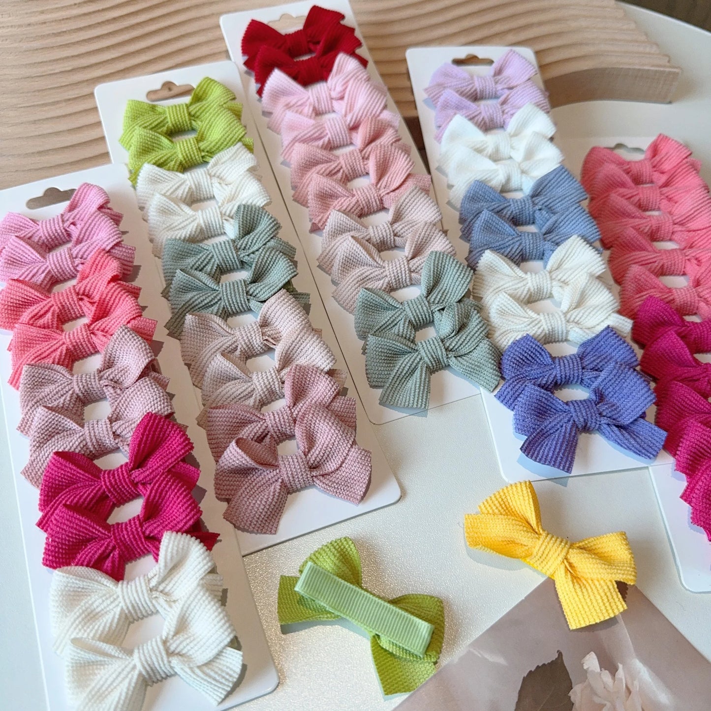 6/10pc Kids Solid Color Ribbon Bow Hair Clips