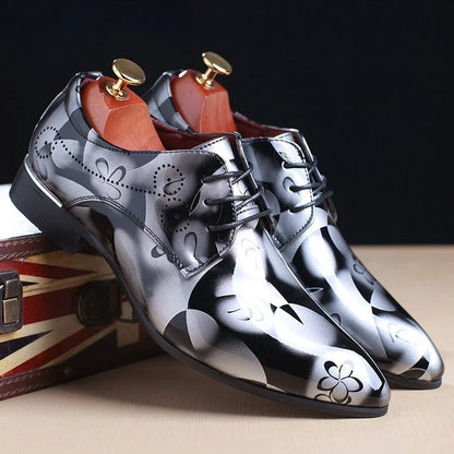 Floral Pattern Leather Oxford Shoes