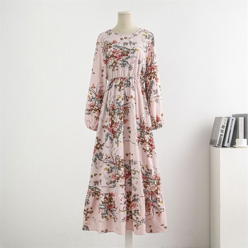 Floral Printed Muslim Maxi Dress