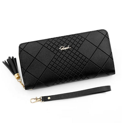 black leather clutch