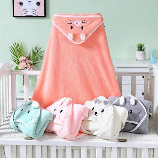 Peignoir doux pour bébé, serviettes à capuche