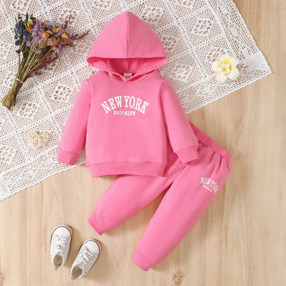 Casual Baby Girl Hoodie Set Long Sleeve
