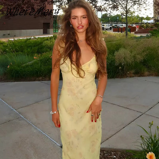 Women's Off Shoulder Floral Printed Ruffle Maxi Dresses