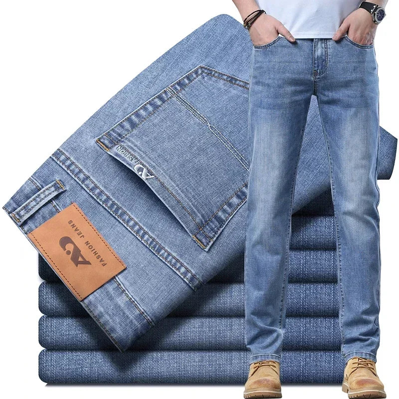Sommer-Stretch-Denim-Business-Jeans für Herren