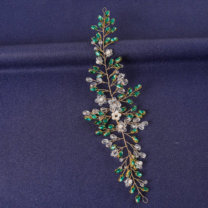 Women's Rhinestone Green Crystal Pearl Hairband