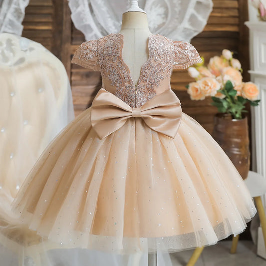 Kleinkind-Mädchen-Kleid – Schleife-Baby-Mädchen-Kleid