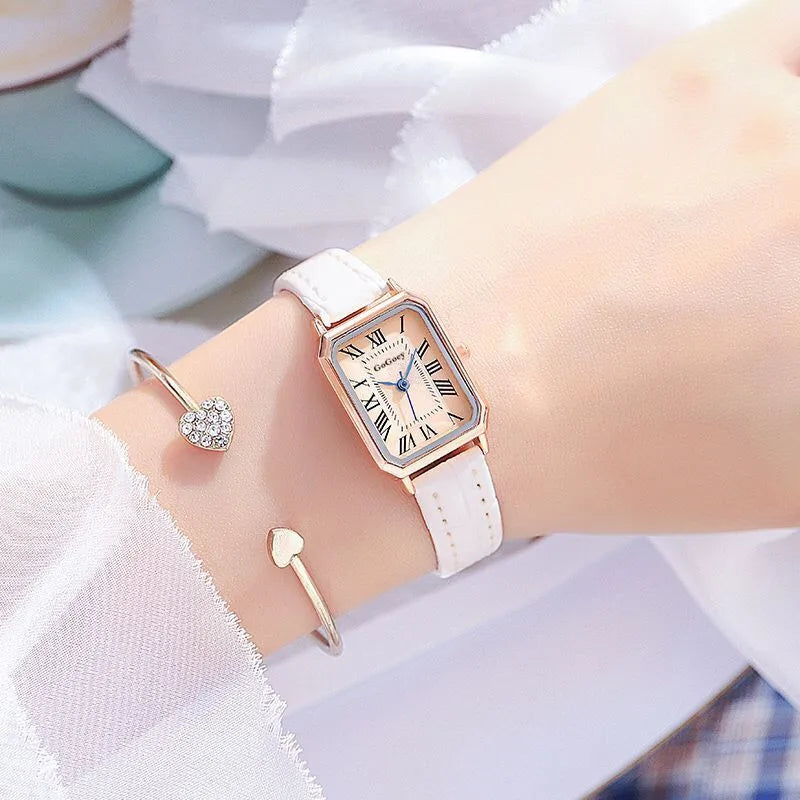 Women's Retro Digital Dial Square Leather Strap Watches