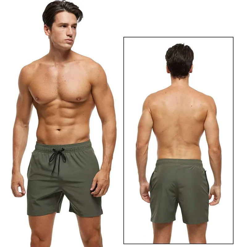 Men's Quick-Dry Beach Shorts with Zipper Pockets