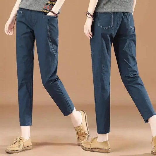 Women's Cotton Cropped Loose Fit Pants