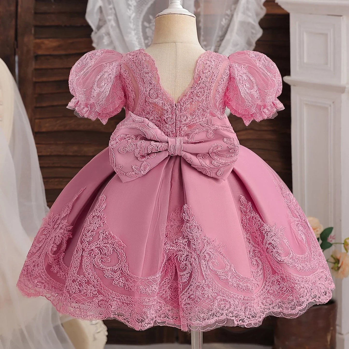 Robe d'anniversaire pour bébé fille – Costume pour enfants avec perles de fleurs