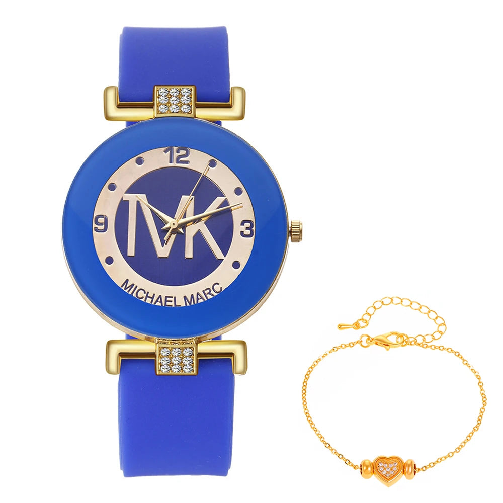 Women's Rhinestone Casual Round Strap Quartz Watches