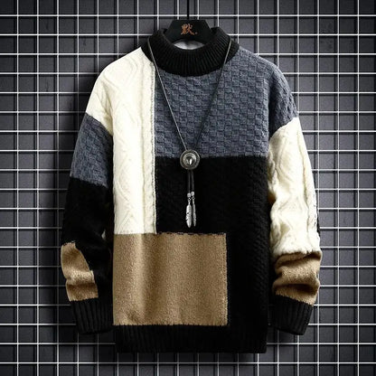 Patchwork O Neck Casual Sweaters for Man