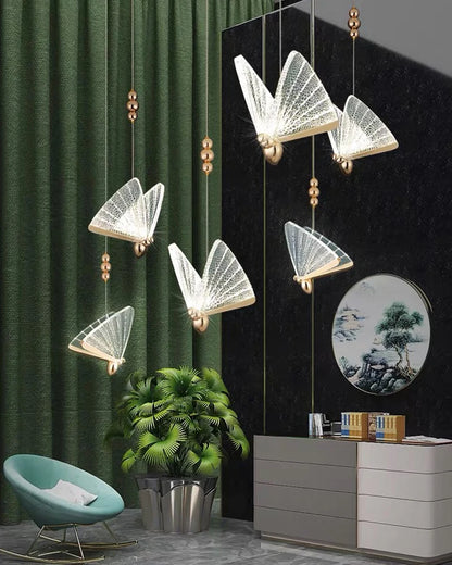 Lustre suspendu à LED papillon nordique