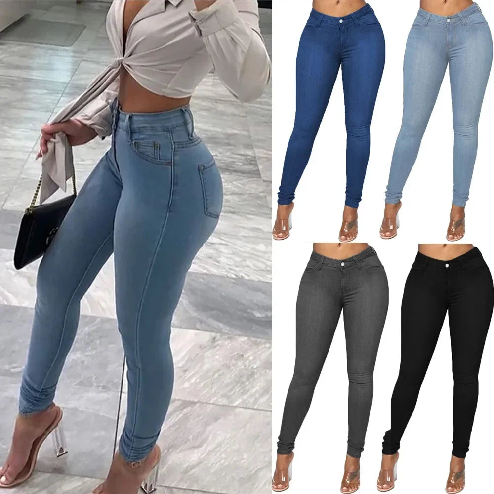 Women Stretch Skinny Jeans - Lady Slim Fit Pencil Jeans