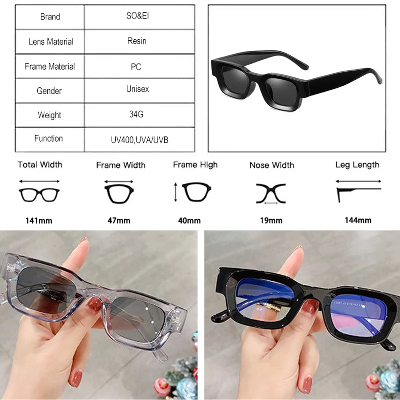 Men & Women Retro Punk Shades Square Sunglasses