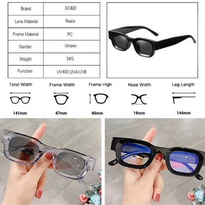 Men & Women Retro Punk Shades Square Sunglasses