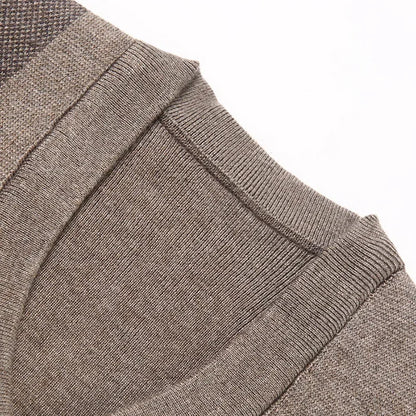 Gilet pull sans manches à col en V tricoté pour hommes