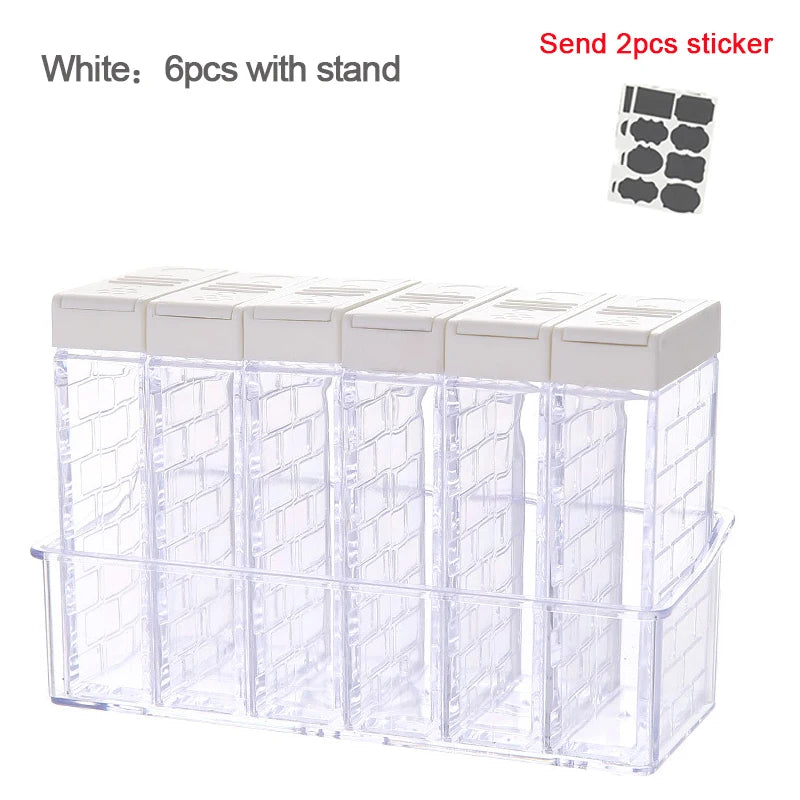 6-Piece Transparent Spice Seasoning Storage Set